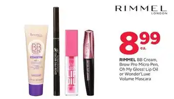 Rexall RIMMEL BB Cream, Brow Pro Micro Pen, Oh My Gloss! Lip Oil or Wonder'Luxe Volume Mascara offer