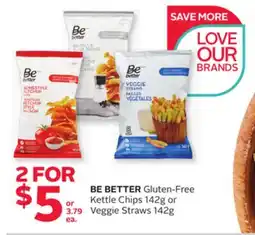 Rexall BE BETTER Gluten-Free Kettle Chips 142g or Veggie Straws 142g offer