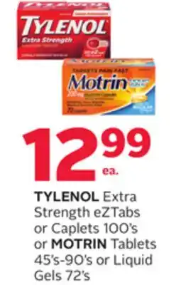 Rexall TYLENOL Extra Strength eZTabs or Caplets 100' s or MOTRIN Tablets 45' s-90' s or Liquid Gels 72' s offer