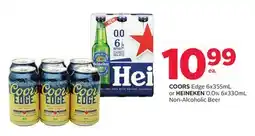 Rexall COORS Edge 6x355mL or HEINEKEN 0.0% 6x330mL offer