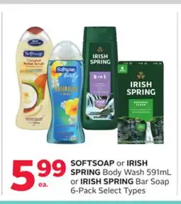 Rexall SOFTSOAP or IRISH SPRING Body Wash 591mL or IRISH SPRING Bar Soap 6-Pack offer