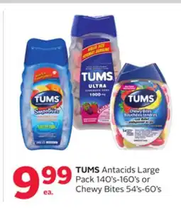 Rexall TUMS Antacids Large Pack 140' s-160' s or Chewy Bites 54' s-60' s offer
