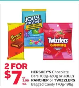 Rexall HERSHEY'S Chocolate Bars 100g-120g or JOLLY RANCHER or TWIZZLERS Bagged Candy 170g-198g offer