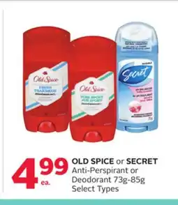 Rexall OLD SPICE or SECRET Anti-Perspirant or Deodorant offer