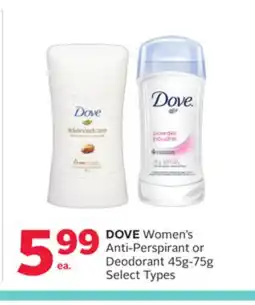 Rexall DOVE Women's Anti-Perspirant or Deodorant offer