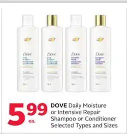 Rexall DOVE Daily Moisture or Intensive Repair Shampoo or Conditioner offer
