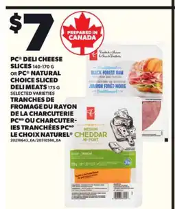 Independent City Market PC DELI CHEESE SLICES 140-170 G OR PC NATURAL CHOICE SLICED DELI MEATS 175 G offer