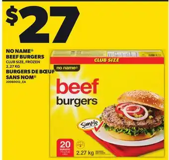 Independent City Market NO NAME BEEF BURGERS, 2.27 KG offer