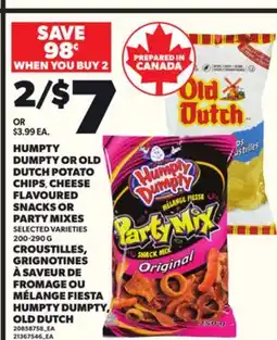 Independent City Market HUMPTY DUMPTY OR OLD DUTCH POTATO CHIPS, CHEESE FLAVOURED SNACKS OR PARTY MIXES, 200–290 G offer