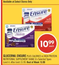 Shoppers Drug Mart GLUCERNA, ENSURE PLUS CALORIES or HIGH PROTEIN NUTRITIONAL SUPPLEMENT SHAKE offer