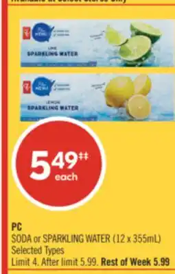 Shoppers Drug Mart PC SODA or SPARKLING WATER offer