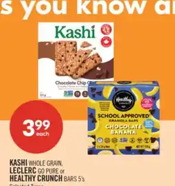 Shoppers Drug Mart KASHI WHOLE GRAIN, LECLERC GO PURE or HEALTHY CRUNCH BARS offer