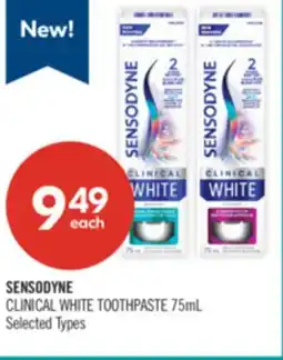 Shoppers Drug Mart SENSODYNE CLINICAL WHITE TOOTHPASTE 75mL offer