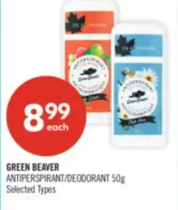 Shoppers Drug Mart GREEN BEAVER ANTIPERSPIRANT/DEODORANT offer