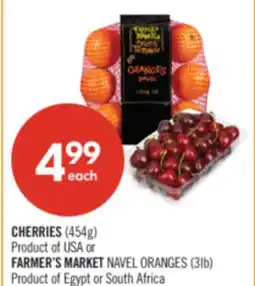 Shoppers Drug Mart CHERRIES (454g) Product of USA or FARMER'S MARKET NAVEL ORANGES (3lb) offer
