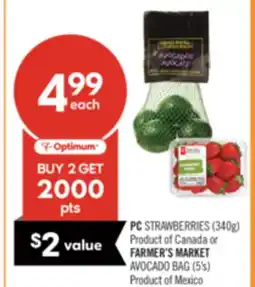 Shoppers Drug Mart PC STRAWBERRIES (340g) or FARMER'S MARKET AVOCADO BAG (5's) offer