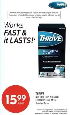 Shoppers Drug Mart THRIVE NICOTINE REPLACEMENT LOZENGES or GUM offer
