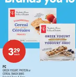 Shoppers Drug Mart PC GREEK YOGURT, PROTEIN or CEREAL SNACK BARS offer