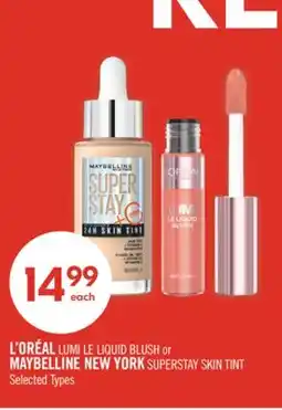 Shoppers Drug Mart L'ORÉAL LUMI LE LIQUID BLUSH or MAYBELLINE NEW YORK SUPERSTAY SKIN TINT offer
