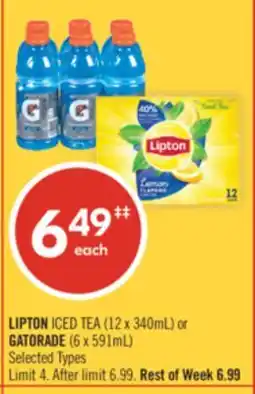 Shoppers Drug Mart LIPTON ICED TEA (12 x 340mL) or GATORADE (6 x 591mL) offer