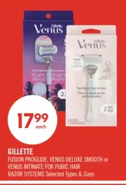 Shoppers Drug Mart GILLETTE FUSION PROGLIDE, VENUS DELUXE SMOOTH or VENUS INTIMATE FOR PUBLIC HAIR RAZOR SYSTEMS offer