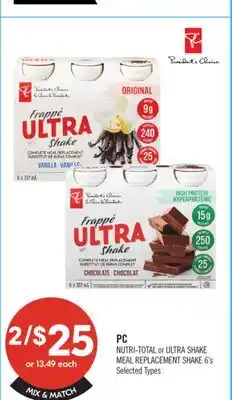 Shoppers Drug Mart PC NUTRI-TOTAL or ULTRA SHAKE MEAL REPLACEMENT SHAKE offer