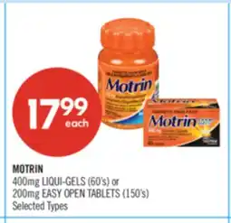 Shoppers Drug Mart MOTRIN 400mg Liqui-Gels (60's) or 200mg Easy Open Tablets (150's) offer