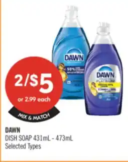 Shoppers Drug Mart DAWN DISH SOAP 431mL-473mL offer
