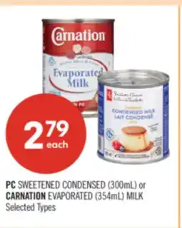 Shoppers Drug Mart PC SWEETENED CONDENSED (300mL) or CARNATION EVAPORATED (354mL) MILK offer