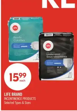Shoppers Drug Mart LIFE BRAND INCONTINENCE PRODUCTS offer