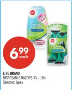Shoppers Drug Mart LIFE BRAND DISPOSABLE RAZORS offer