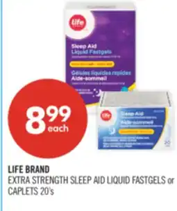 Shoppers Drug Mart LIFE BRAND EXTRA STRENGTH SLEEP AID LIQUID FASTGELS or CAPLETS offer