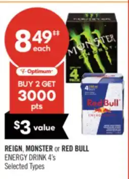 Shoppers Drug Mart REIGN, MONSTER or RED BULL ENERGY DRINK offer