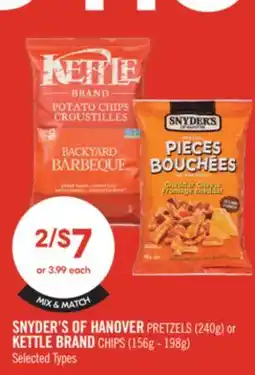 Shoppers Drug Mart SNYDER'S 0F HANOVER PRETZELS (240g) or KETTLE BRAND CHIPS (156g - 198g) offer