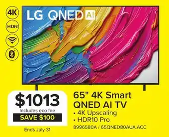 Leon's LG 65 4K Smart QNED AI TV - 65QNED80AUA offer