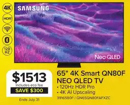 Leon's 65 4K Smart QN80F NEO QLED TV offer