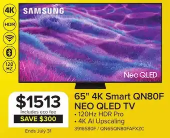 Leon's 65 4K Smart QN80F NEO QLED TV offer