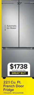 Leon's Samsung Stainless Steel French Door Refrigerator (22.1 cu.ft.) - RF22A4111SR/AA offer