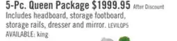 The Brick Levi 5pc Bedroom Set with Storage Bed, Dresser & Mirror, Wooden, Drift Grey - Queen Size offer