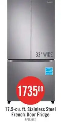 The Brick Samsung 33 17.5 Cu. Ft. Counter-Depth French-Door Refrigerator - Stainless Steel - RF18A5101SR/AA offer