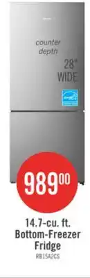 The Brick Hisense 27.7 14.7 Cu. Ft. Bottom-Mount Refrigerator - Titanium - RB15A2CSE offer