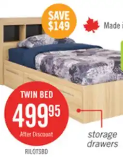 The Brick Riley Mates Bed with Bookcase Headboard Set for Kids, Made in Canada, Natural - Twin Size offer
