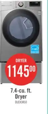 The Brick LG 7.4 Cu. Ft. Smart Electric Dryer with Steam - Graphite Steel - Stackable - DLEX3850V offer