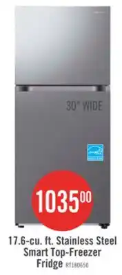The Brick Samsung 30 17.6 Cu. Ft. Smart Top-Freezer Refrigerator - Stainless Steel - RT18DG6500SRAC offer