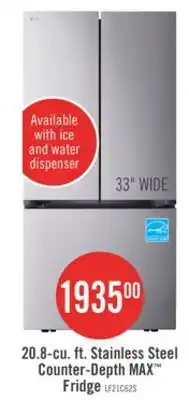 The Brick LG 33 21 Cu. Ft. French-Door Counter-Depth MAX Refrigerator - Smudge Proof Stainless Steel - LF21C offer