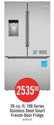 The Brick Bosch 36 26 Cu. Ft. 100 Series Smart French-Door Refrigerator - Stainless Steel - B36FD10ENS offer