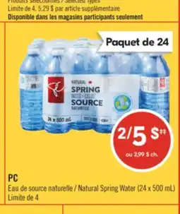 Pharmaprix PC Natural Spring Water (24 x 500 ML) offer