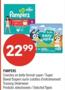 Pharmaprix PAMPERS Super Boxed Diapers or Training Underwear offer