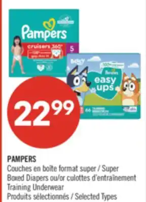 Pharmaprix PAMPERS Super Boxed Diapers or Training Underwear offer