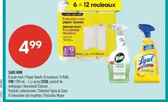 Pharmaprix NO NAME Paper Towel (6 Roll), VIM (700mL-1 L) or LYSOL Household Cleaner offer